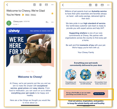 chewy brand email - mobile version